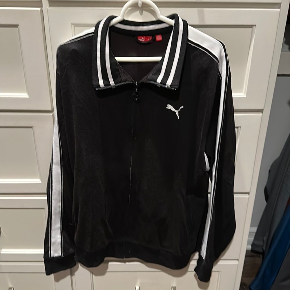 PUMA Men’s Full-Zip Track Jacket Black & White Size L